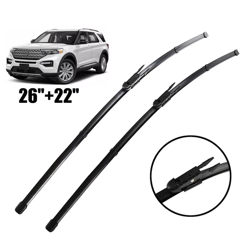 

Wiper LHD Front Wiper Blades For Ford Explorer U625 MK6 2020 - 2024 Windshield Windscreen Window Car Rain Brush 26"+22"