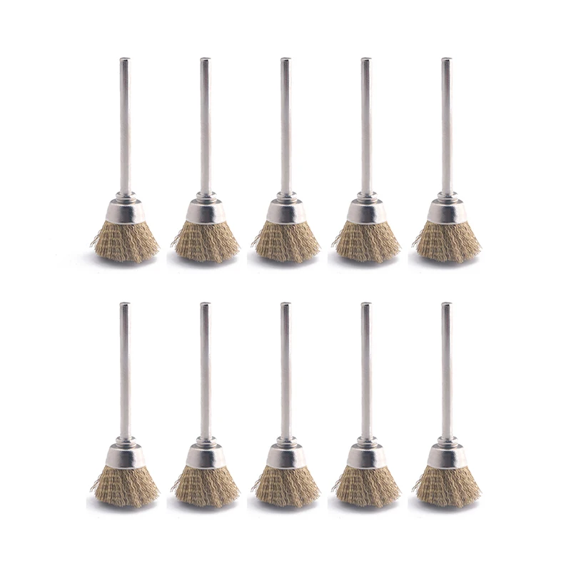 10 Stück 3*5/8mm Mini-Draht end bürste Stahl/Messing/Borste für Dremel 1/8 "Schaft Stift form Rotations werkzeug Zubehör Schlacke Fleck Rost Staub – Detail 3
