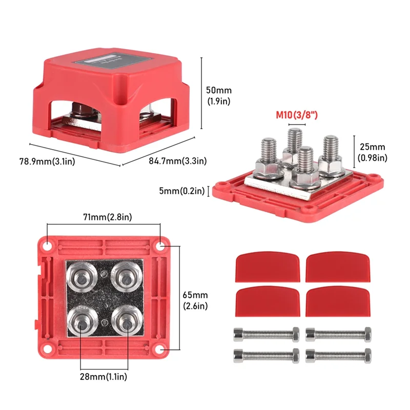 

Грунтовая шина 400A 48V для тяжелых условий эксплуатации для автофургонов, морских грузовиков, лодок, луженый медный шиномонтажный блок распределения питания, черный