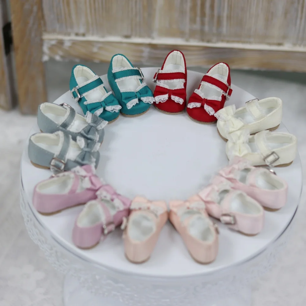 

Обувь для куклы BJD 1/6, кружевная обувь с бантом, имитация шелка, разноцветные туфли на одной пуговице, аксессуары для кукол BJD