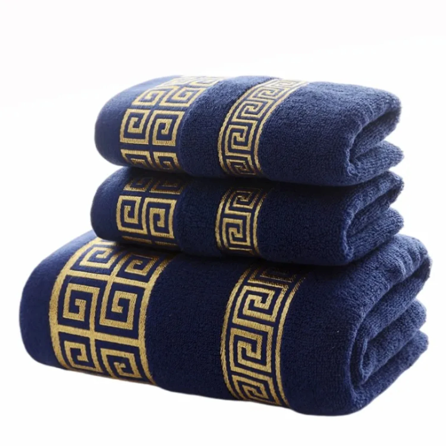 

Luxurious Set of 3 Soft Cotton Bathroom Towels - Includes 2pcs Plush Hand and Face Towels 35x75cm, and 1pcs Oversized Big Bath T