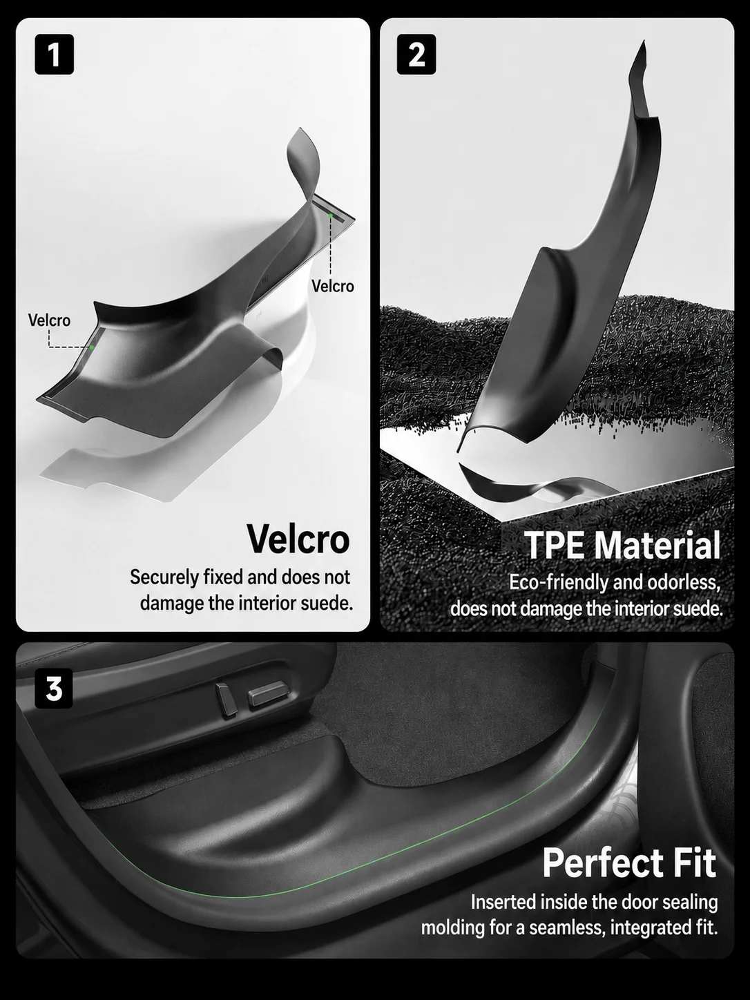 For Tesla Model YL 2026 TPE Front Rear Door Sill Protector Threshold Strip Waterproof Anti-kick Guard Panel Interior Accessories