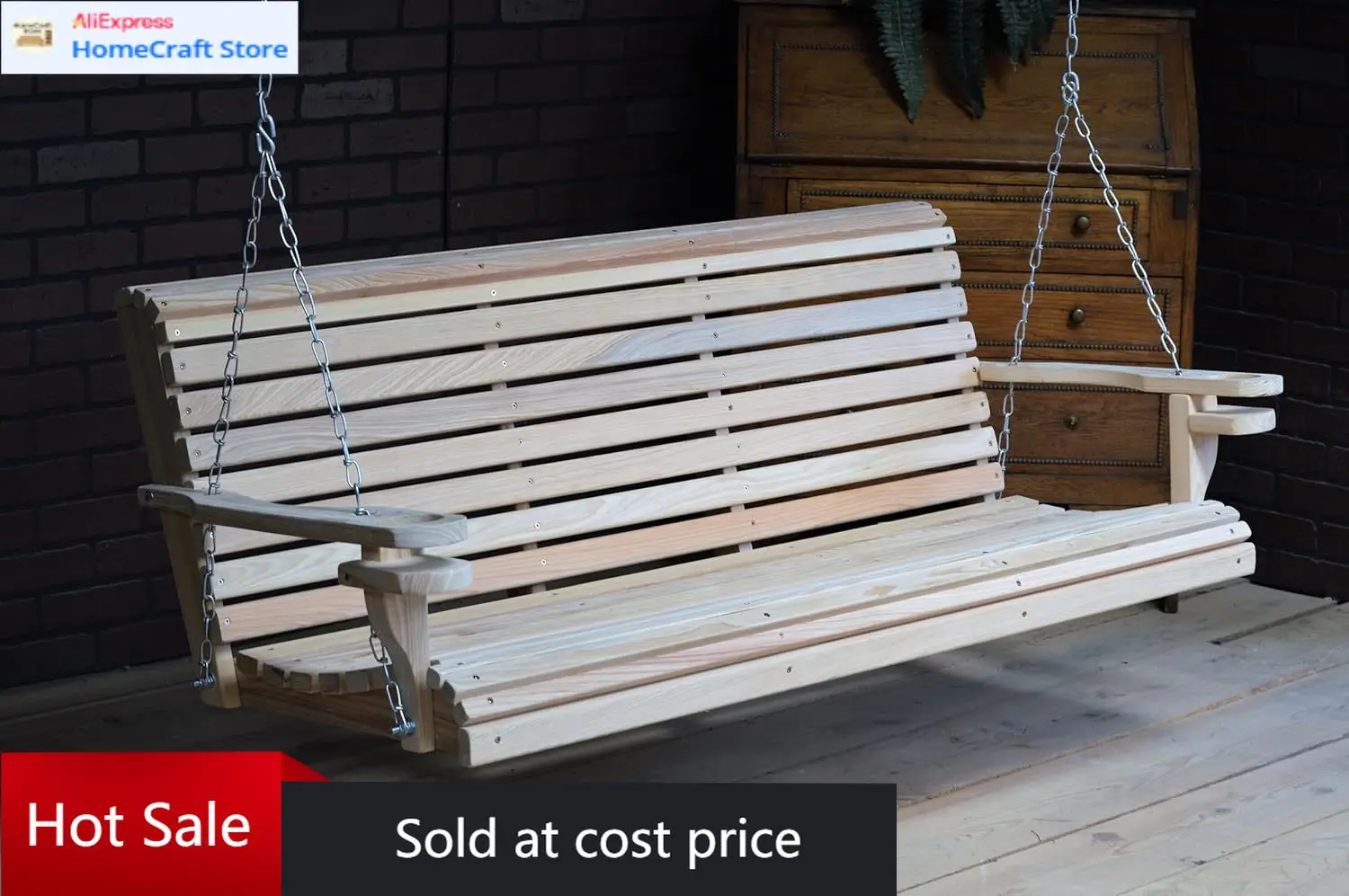 

Сделанная в США 5-футовая качель-качели для веранды из кипариса с комплектом для подвешивания