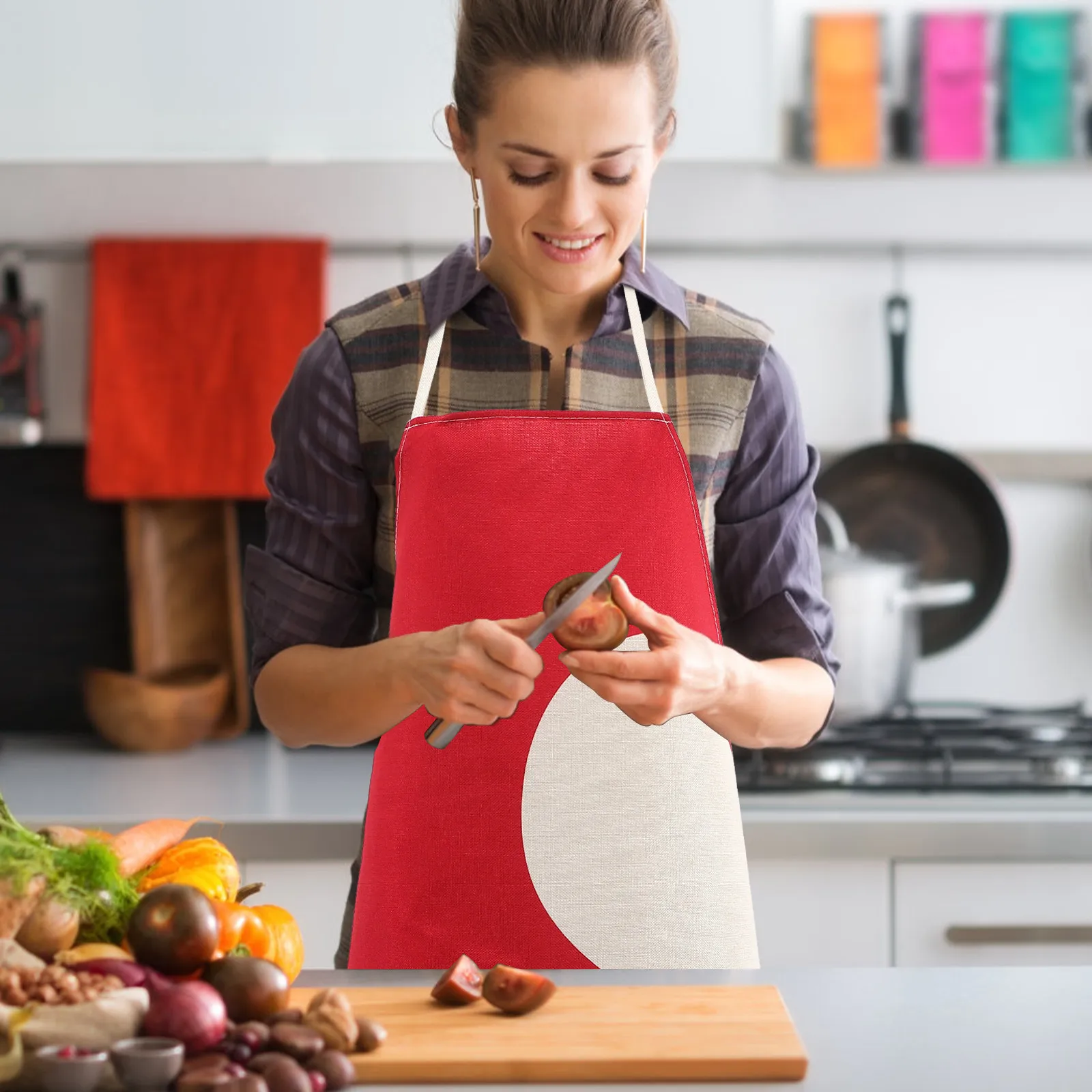 Heart Shape Apron Polyester Thickened Oil-Proof Kitchen Cooking Apron for Couples Festival Valentine Home Use Comfortable