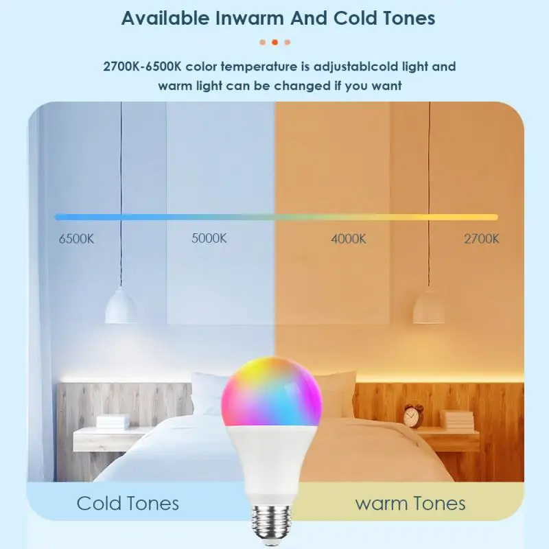 MARPOU Tuya Wifi E27 RGB Smart Bulb Alexa Led Lamp AC90-220V 1/3/4/5/6/10 PCS Smart Light Bulbs For Google Assisatnt Smart Life