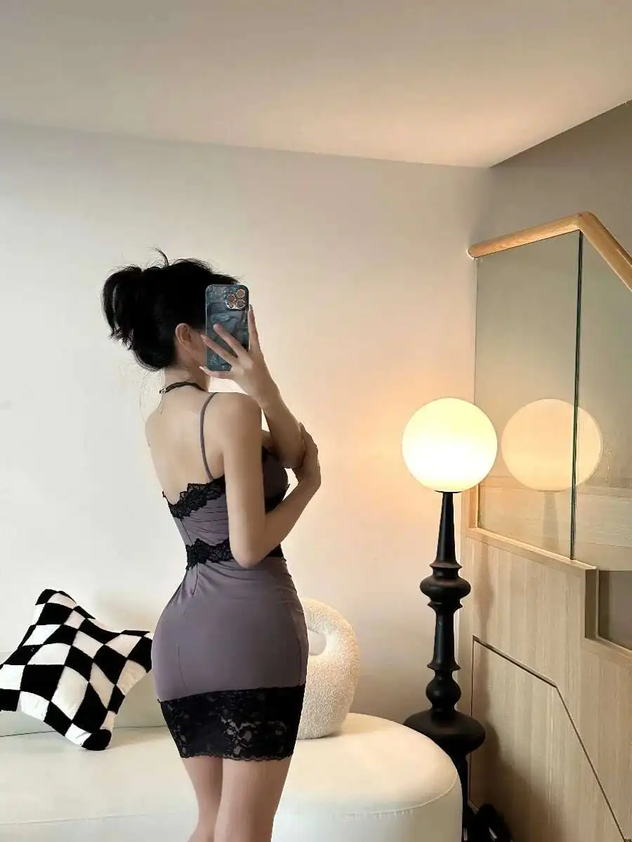 Robe en dentelle américaine épicée pour filles, élégante et Sexy, nouvelle collection d'été, bretelles serrées enveloppées aux hanches, dos ouvert, robes Sexy à la mode CX1C