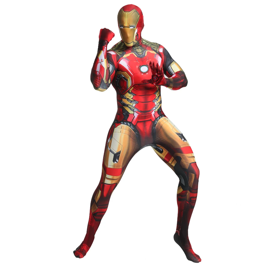 Homem De Ferro Superhero Cosplay Traje, Bodysuits Spandex, Zentai Suit, Roupas Halloween, Impresso 3D, Homem De Ferro