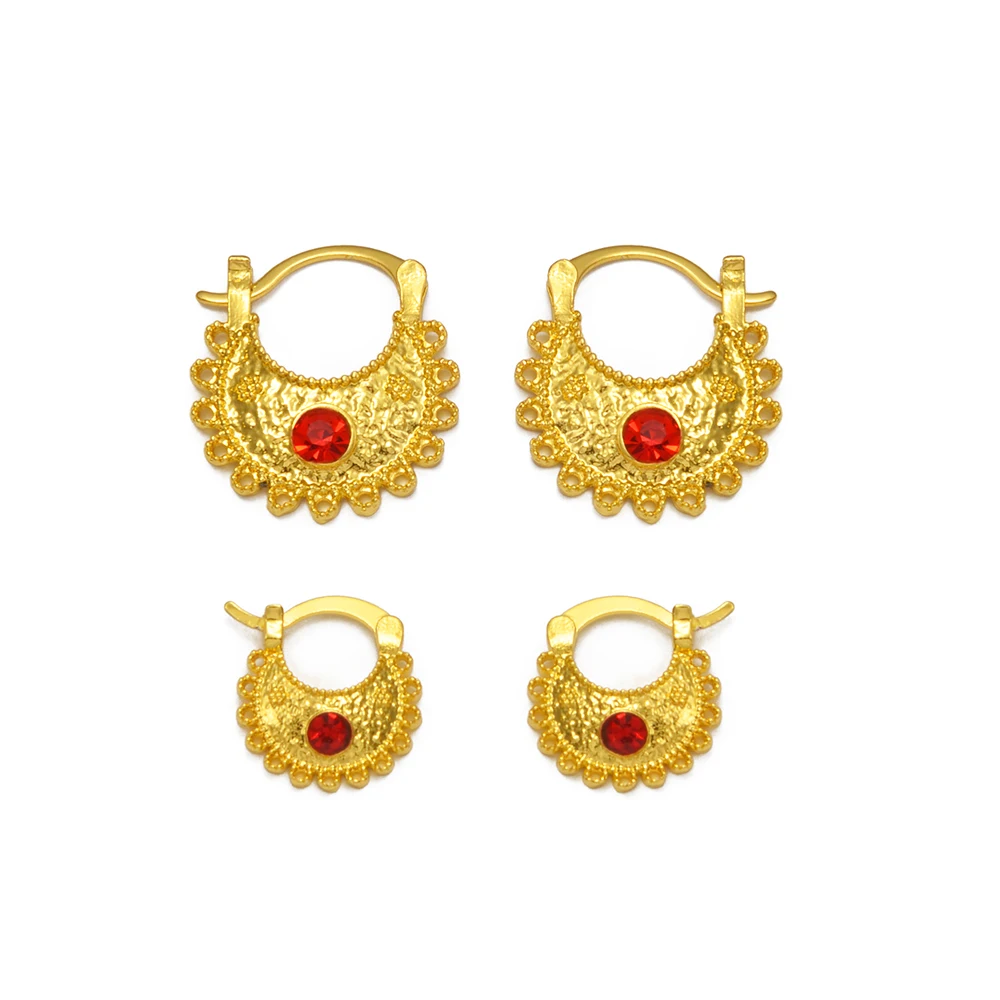 Anniyo 2.2CM/1.5CM Small Stud Earrings With Rhinestone Ethiopian Eritrean African Jewelry Women Girls #160916