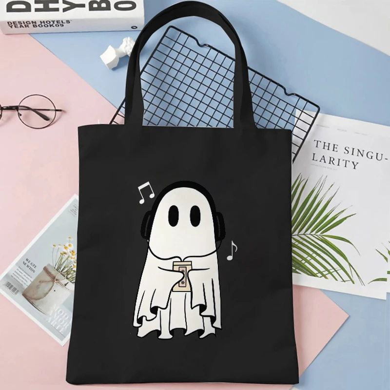 Halloween Boo Need Coffee Canvas Tote Bag Women Shoulder Bags Harajuku Funny Graphic Reusable Shopping Bag Female Handbags