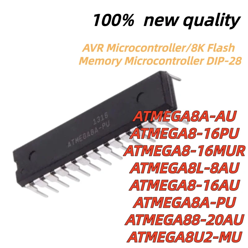 1pcs 100% New Quality ATMEGA8L-8AU ATMEGA8-16MUR ATMEGA8-16PU ATMEGA8A-AU ATMEGA8U2-MU ATMEGA88-20AU ATMEGA8A-PU ATMEGA8-16AU