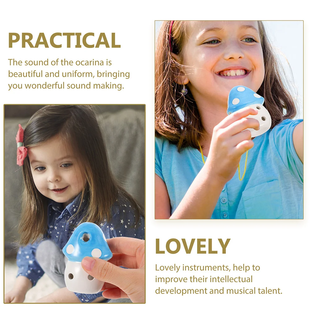

Ceramic Mushroom 6-Hole Ocarina Portable Beginner Instrument for Kids Adults Practice Ocarina Flute Gift Ethnic Instrument
