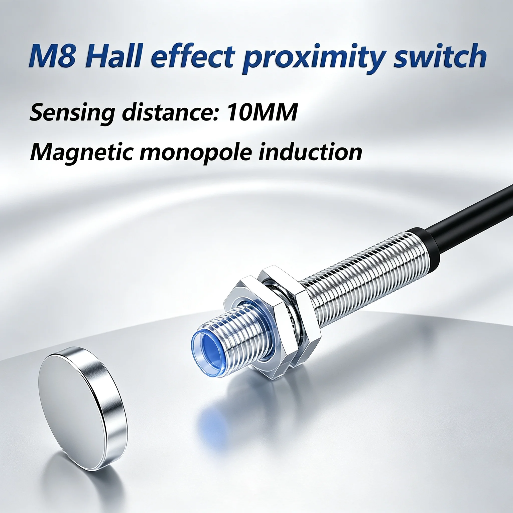 M8 Hall Magnetic Proximity Sensor Switch PNP/NPN NO NC 10-30V DC 3-Wire Sensing Distance 10mm IP67 Reed Proximity Sensor