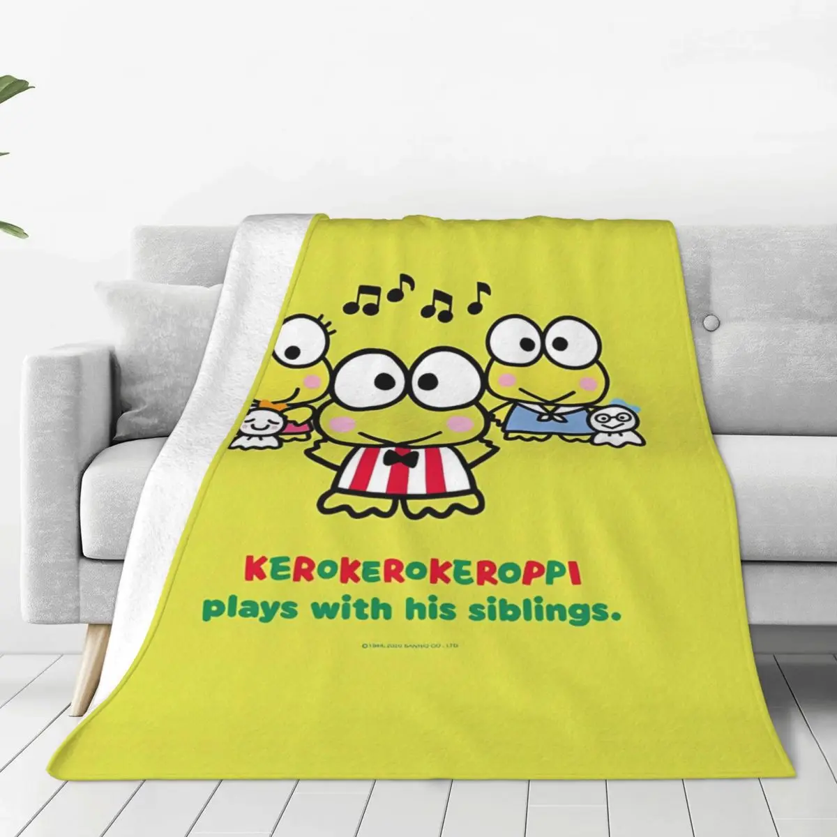 Super Warm Blanket Picnic Keroppi Bedding Throws Flannel Bedspread For Couch Chair Print Sofa Bed Cover