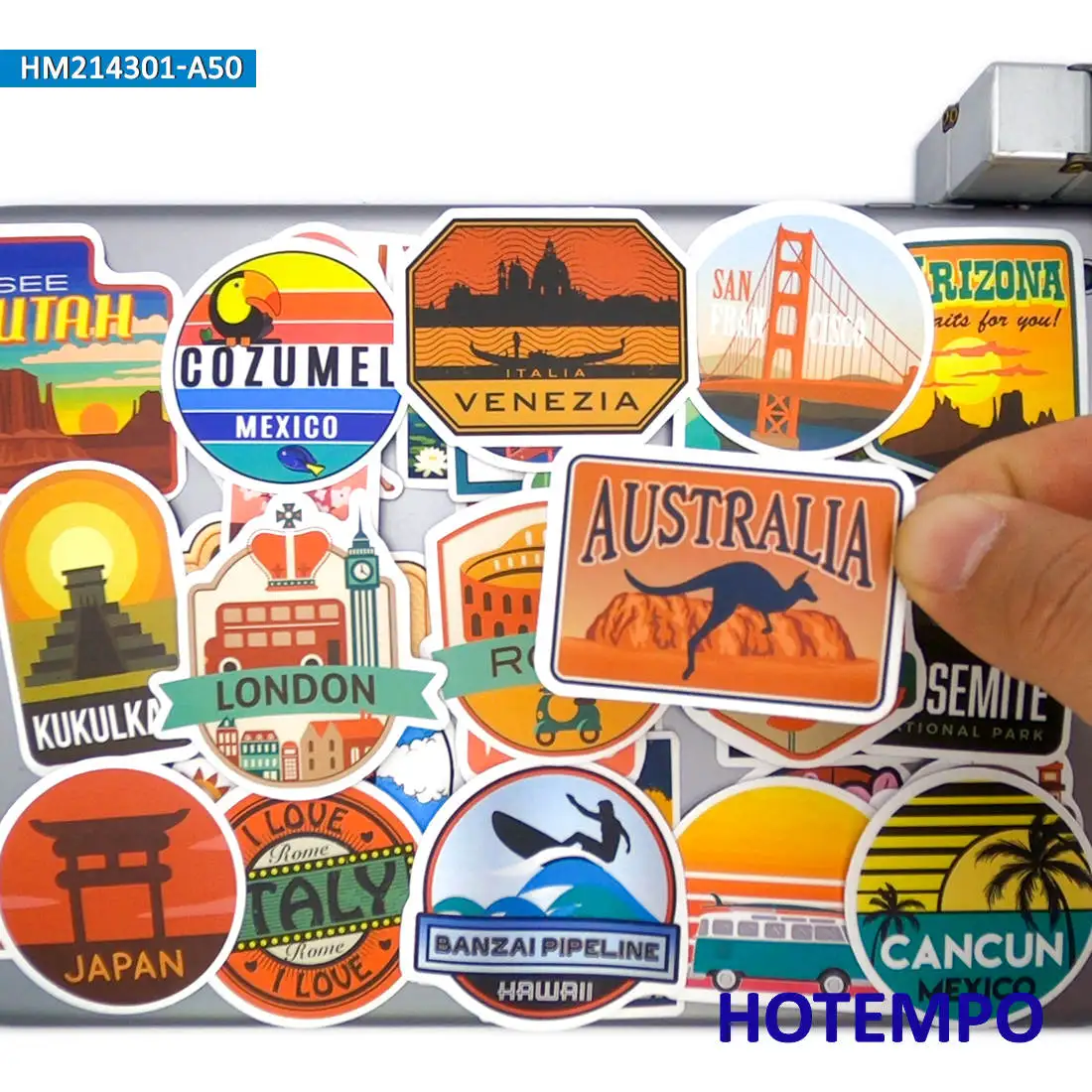 20/30/50PCS Global Travel Stickers Cityscape Graffiti Retro Posters Decals for Car Bike Motorcycle Laptop Phone Luggage Sticker