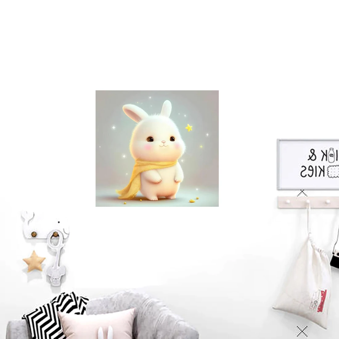 Three Ratels QHD35 lovely rabbit holding stars  Decorative wall stickers for children's bedrooms