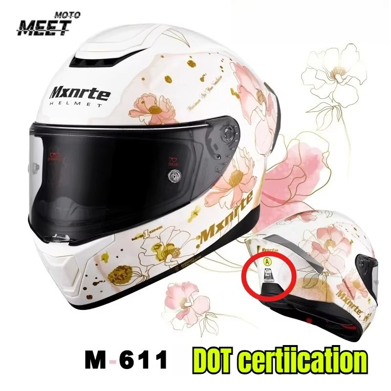 DOT Approved Men and Women Full Face Helmet Motorcycle Off-Road Safety Helmet Capacete Casque Original Pink Lotus Pond Helmet