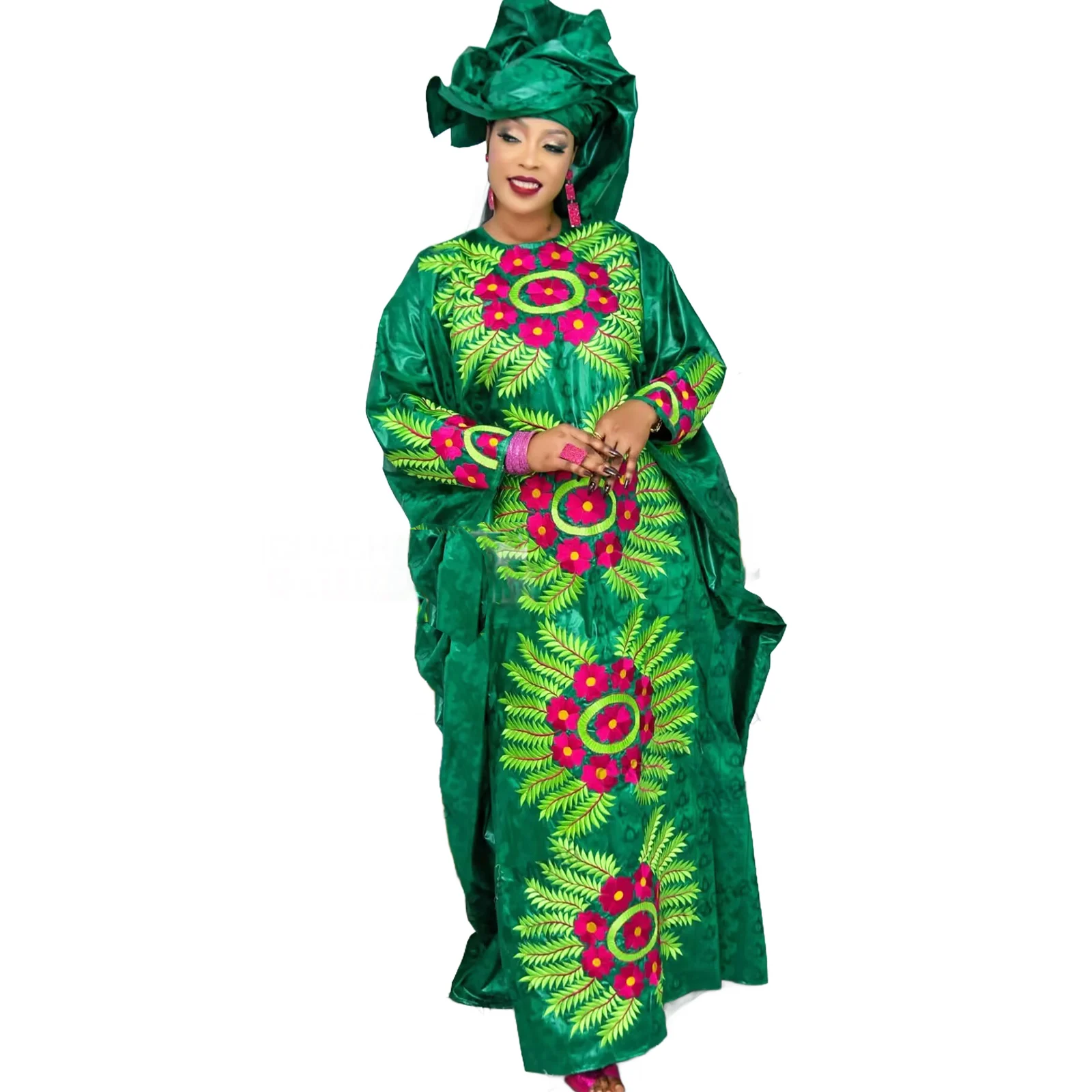 African Dresses For Women Luxury Boubou Material Rich Embroidery Design