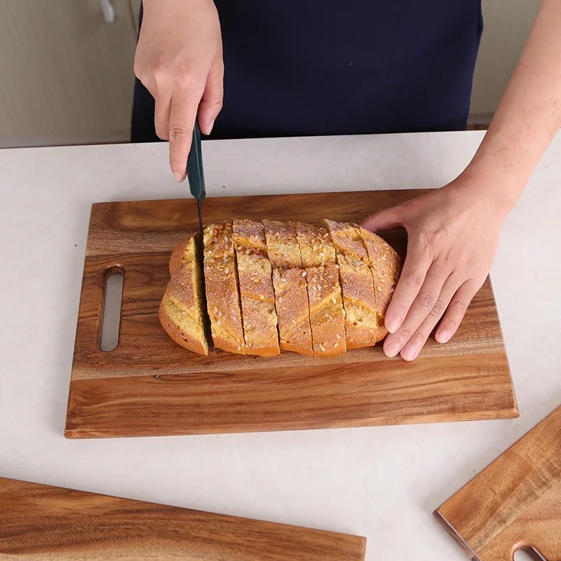 Simple square solid wood cutting board Acacia wood cutting board Bread board Vegetable cutting steak board Home kitchenthickened