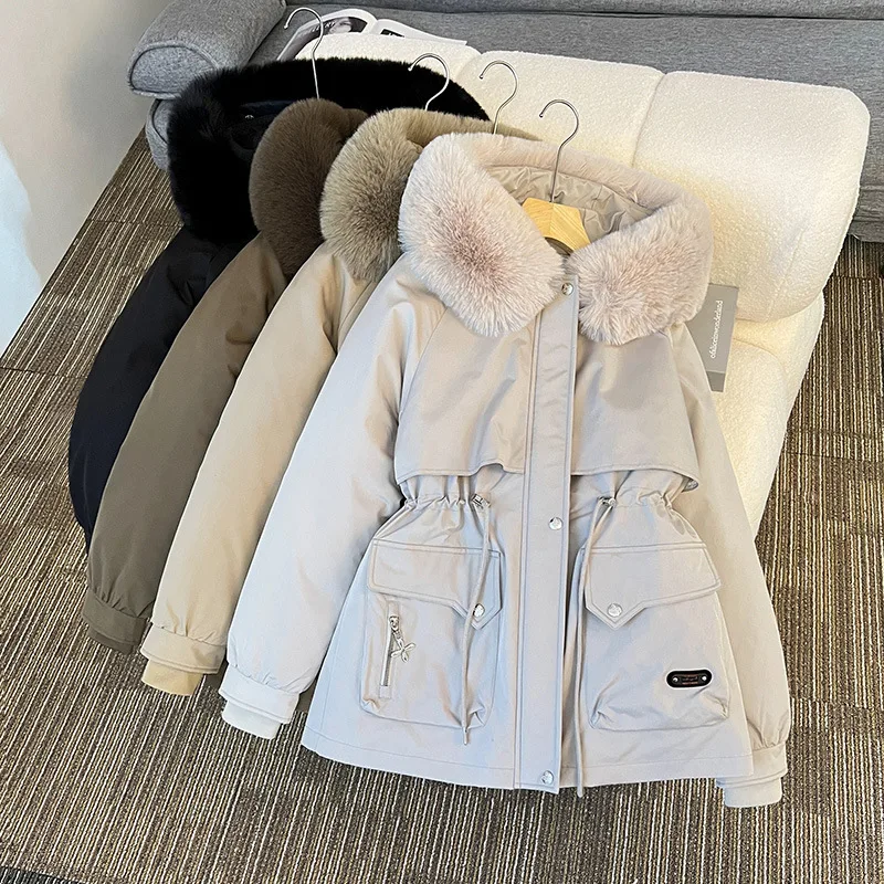 

Parkas Reversible Womens Fall Diagonal Snowproof Splice Padded Wrap Two-Sided Puff-Feel Patterned Moda Detail Round Neck Raglan