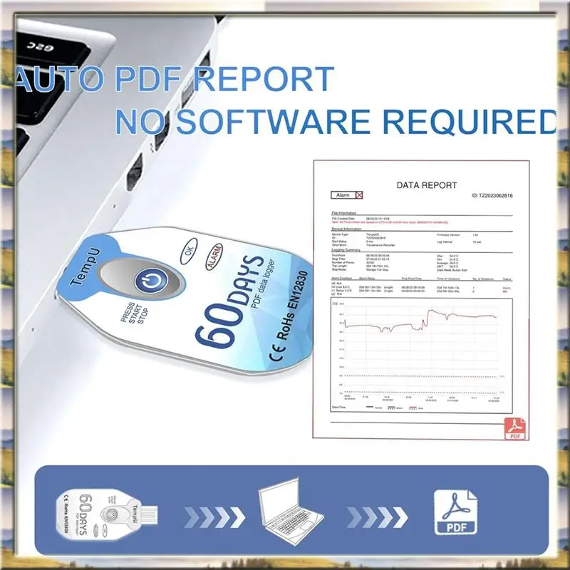 DHDL Temperature Data Logger USB Disposable PDF Temp Recorder Thermometer Logger Tempu02 60 Days For Cold Chain