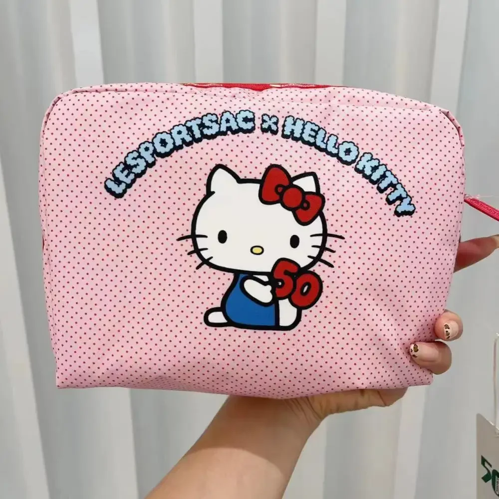 Popularne śliczne Anime Cartoon Hello Kitty seria o dużej pojemności podręczne torby do makijażu torba na artykuły papiernicze portfel romantyczne prezenty urodzinowe