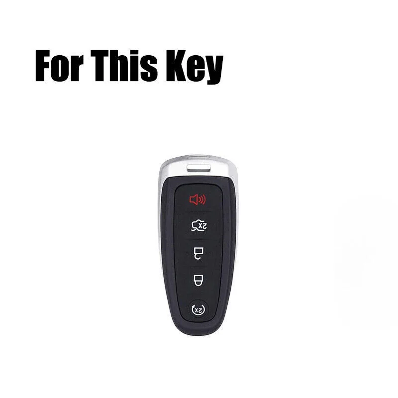 Z+ Zinc Alloy Leather Car Smart Key Fob Case Cover For Ford Edge Explorer Escape