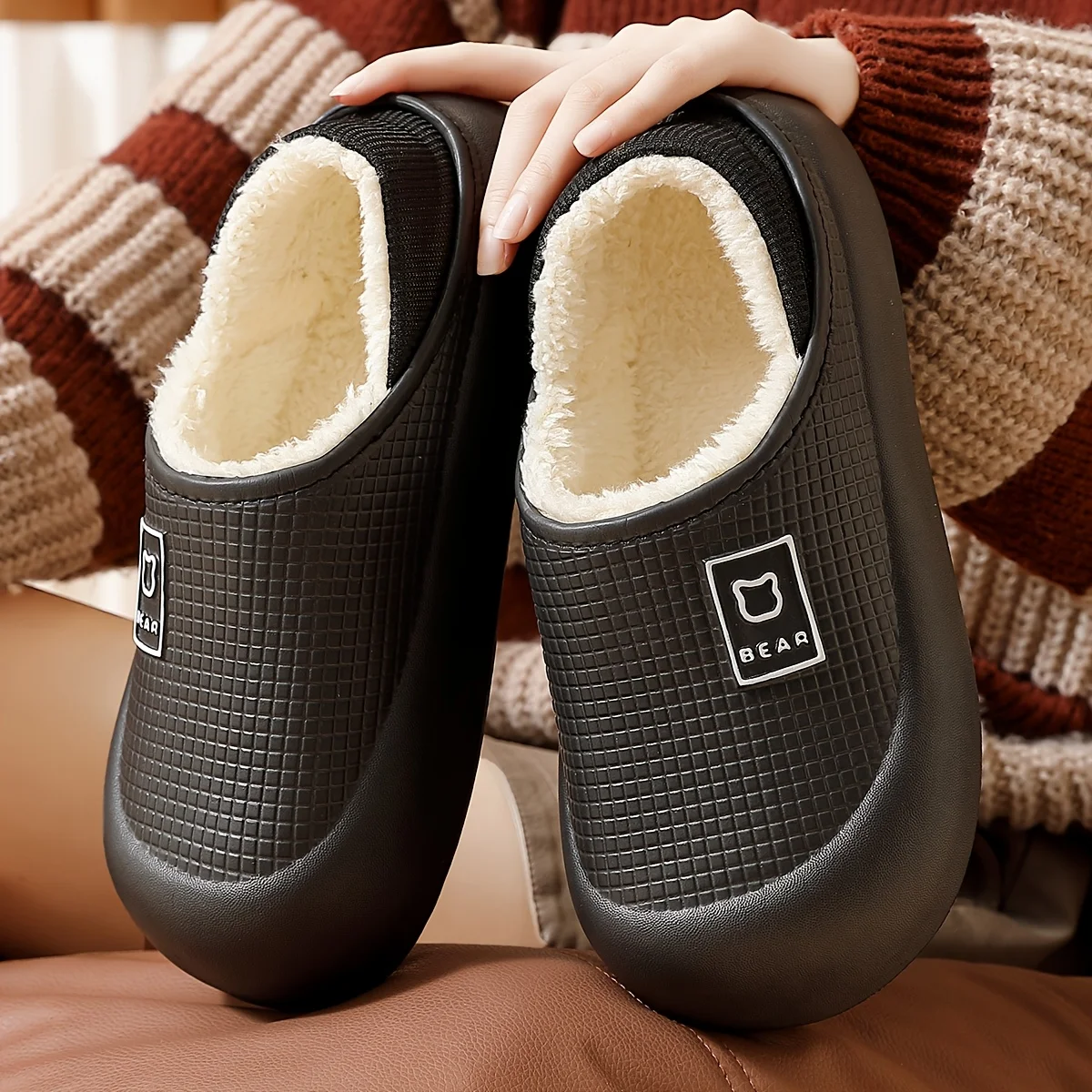 Women's Slippers Winter 2025 New Style Heeled Indoor Home Thick Sole Non-Slip Fleece Lined Warm Slippers for Women image 4