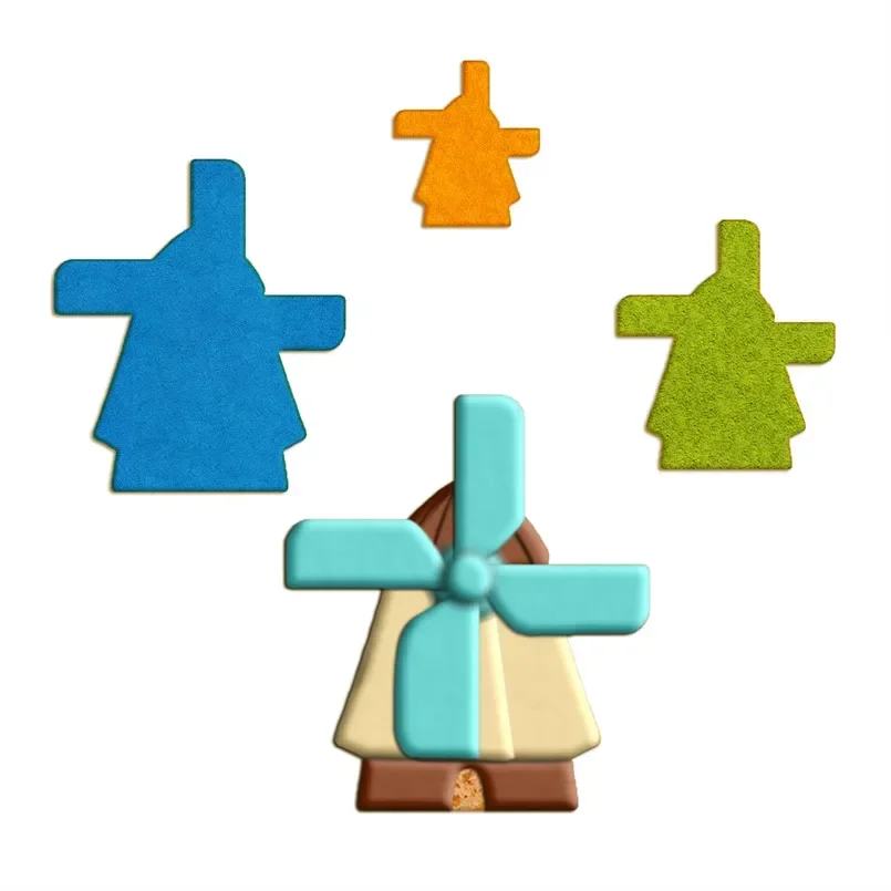 Four Specifications Cartoon Sightseeing Building,Pastoral Windmills,Plastic Mold,Cake Fondant Tools,Cookie Sushi Fruits Cutters