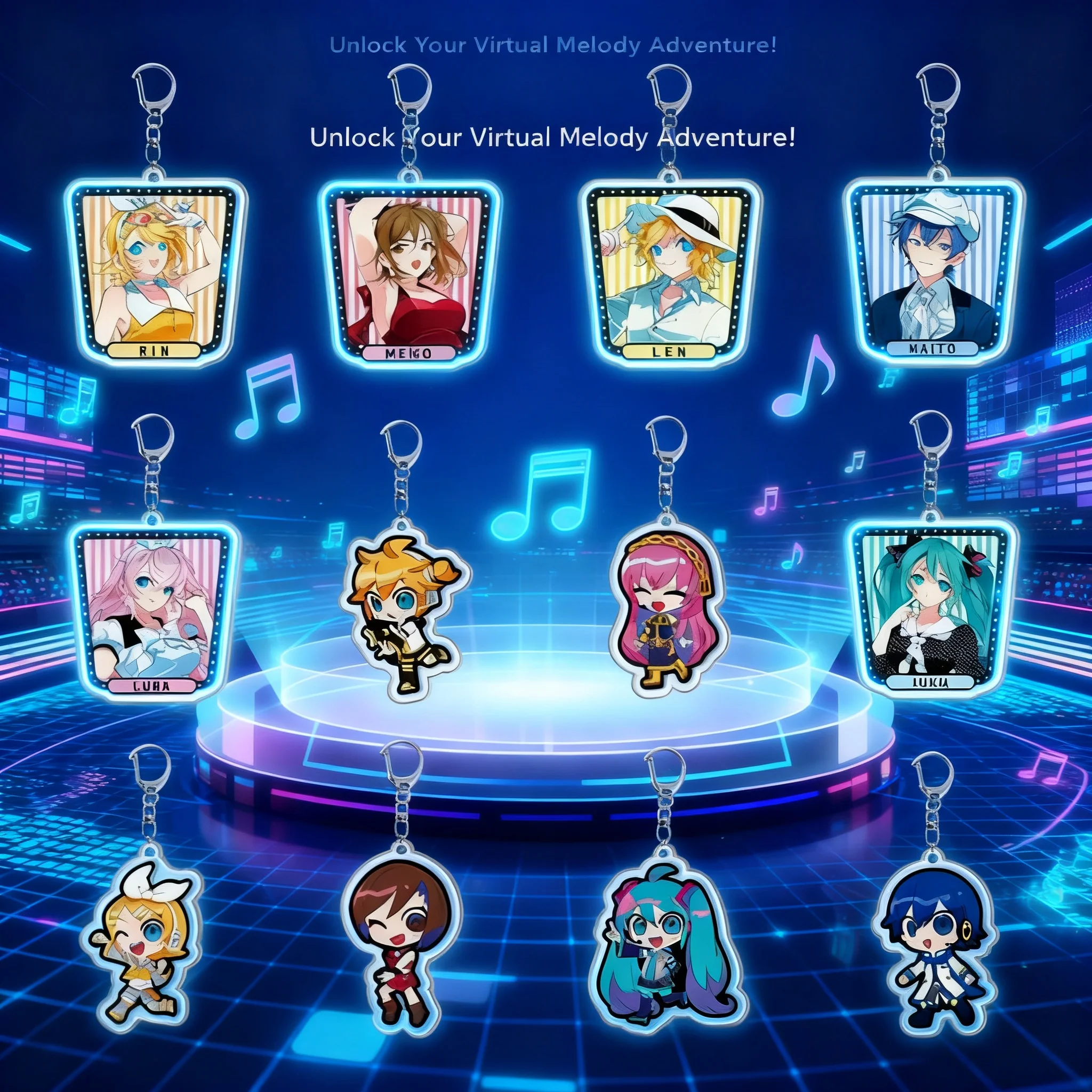 Llavero acrílico de doble cara de Hatsune Miku Anime, bonito colgante para mochila de Kagamine Rin Len, regalo coleccionable para fans