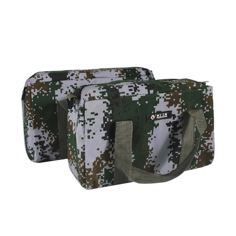 12/14/16/18 Inch Thickened Camouflage Canvas Electrician Bag,Large Capacity Tool Bag Waterproof Organic Silicone Canvas Tool Bag