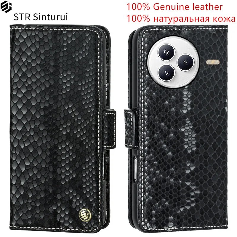 

STR 100% Genuine relief pattern leather card Slot Wallet Cover For Xiaomi 14 Civi 2 3 5 4 Pro 1S Flip shockproof phone Case