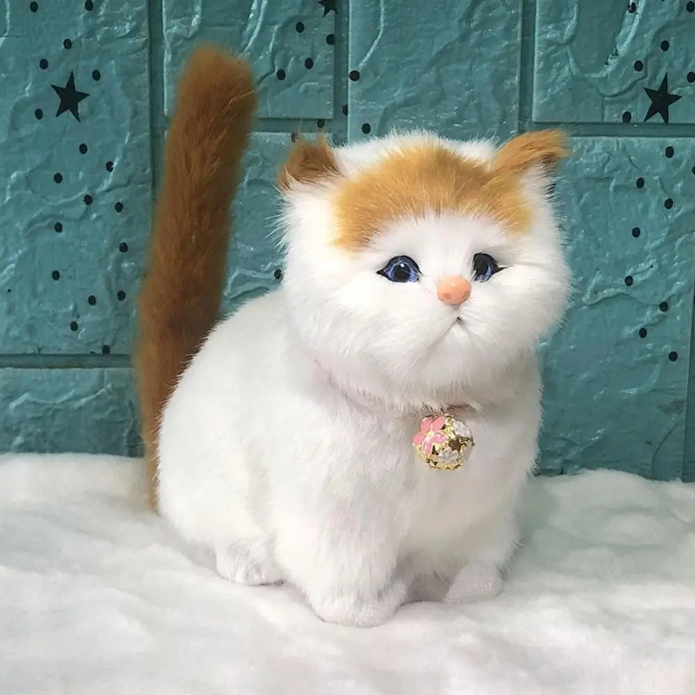 Fluffy Simulation Cat Plush Toy Cute Comfortable Plush Cats with Sound Creative Cartoon Imitation Cat Plush Doll