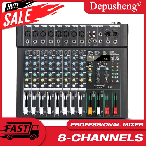 Imagen 1 del producto Mezclador profesional de 8 canales, el más nuevo mezclador de Audio Digital profesional 99 Dsp Blueteeth equilibrado para puesta en escena