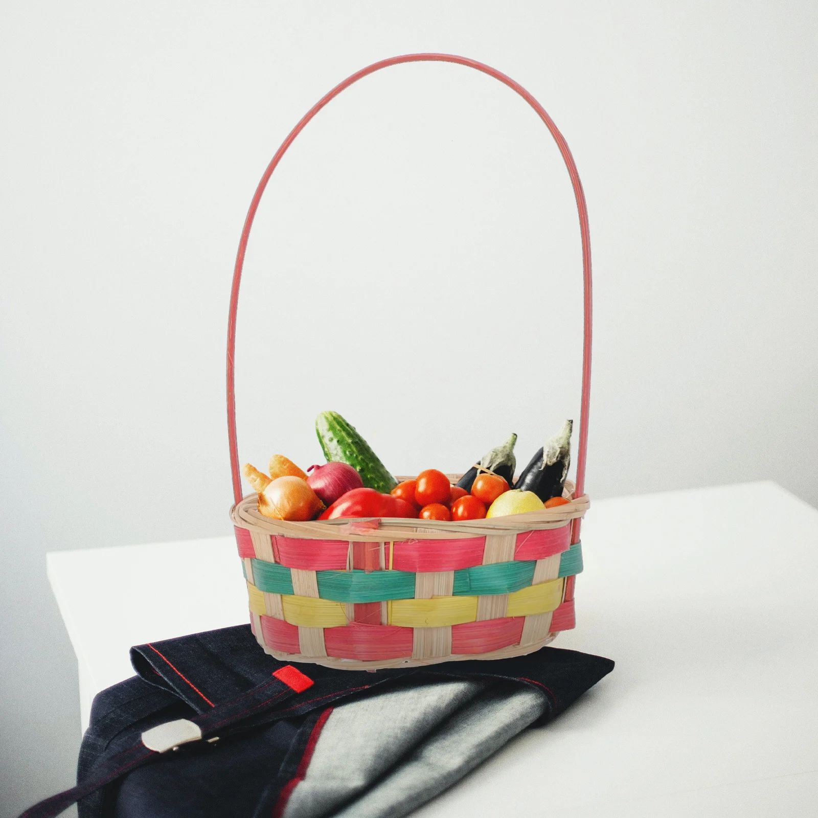 

3Pcs Small Bamboo Easter Basket Woven Snack Storage Sundries Egg Storage Decorative Basket Bamboo Woven Baskets
