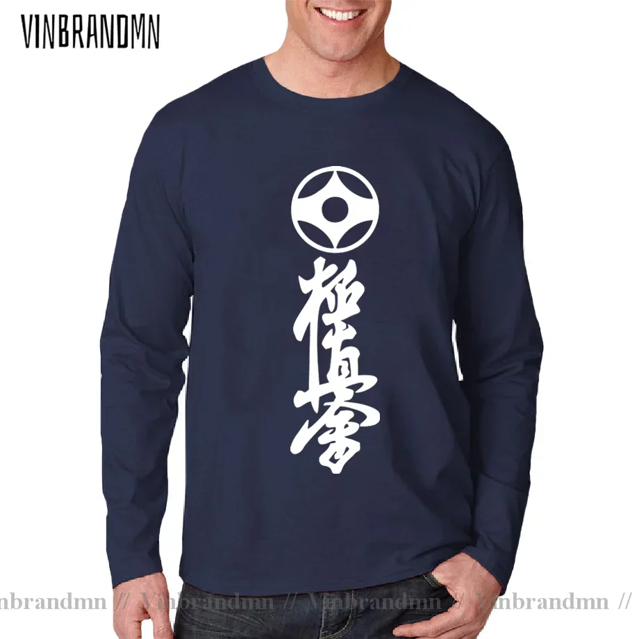 Kyokushin Karate Tops Streetwear Cotton Long Sleeve T shirt Men Homme Masutatsu Oyama Karate Japan T-Shirt Kyokushin logo TShirt