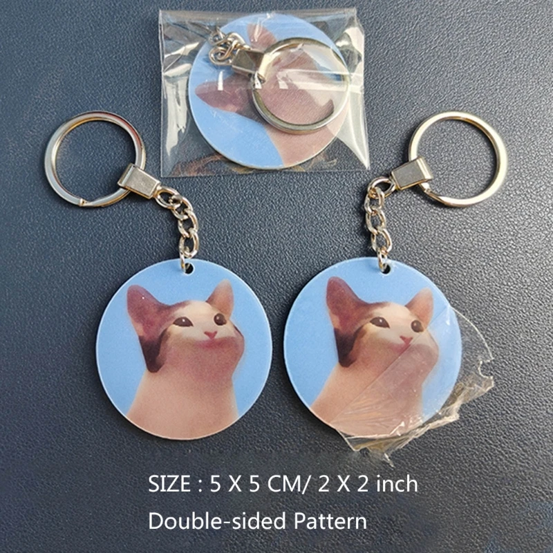 Dynamic Shake Mouth Cat Acrylic Keychain Cute Cartoon Animal Keyring Bag Pendant Personality Holographic Key Chains Fashion