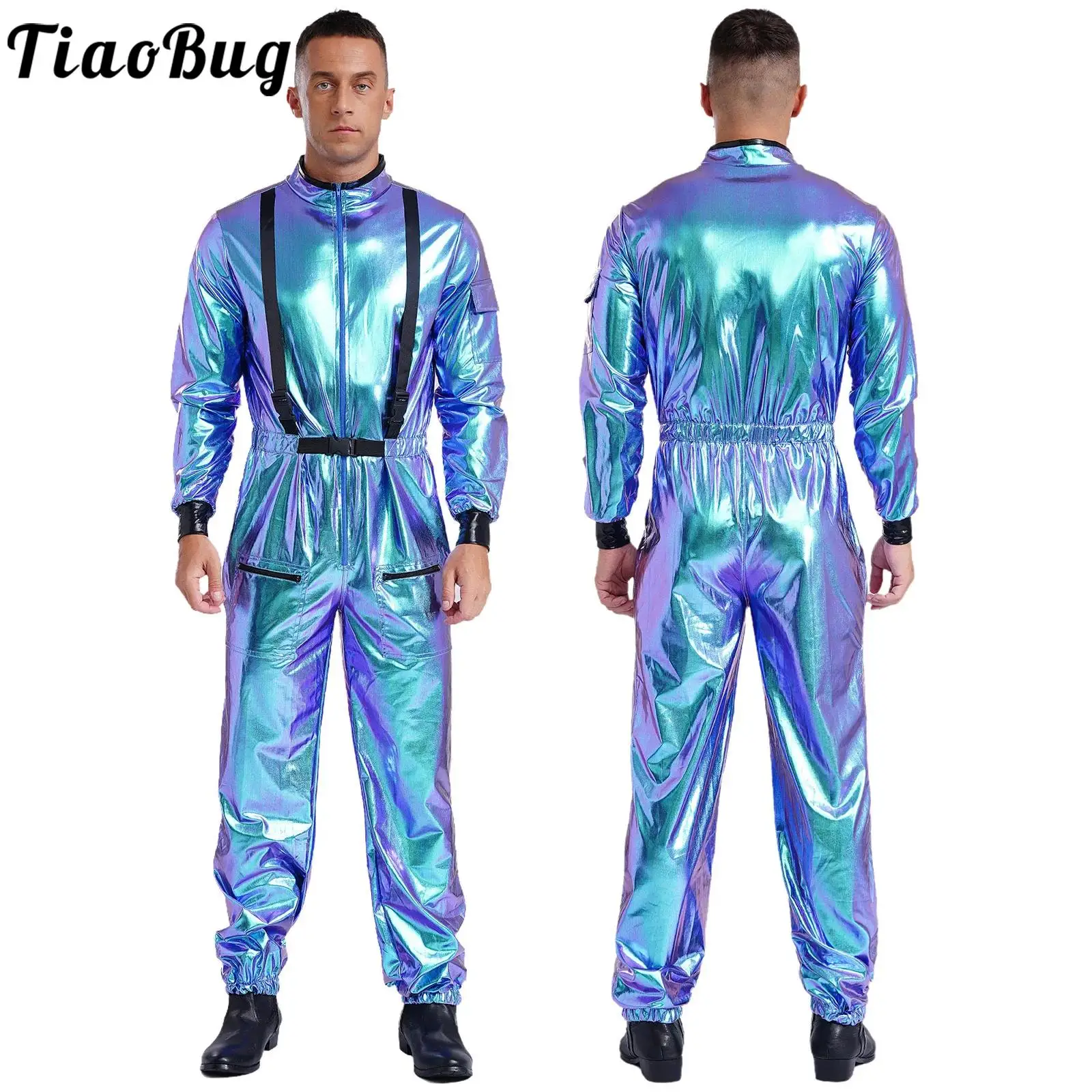 

Men Astronaut Alien Robot Cosplay Costume Outfit Theme Party Outer Space Role Play Astronaut Suit Dress Up Unitard Jumpsuit