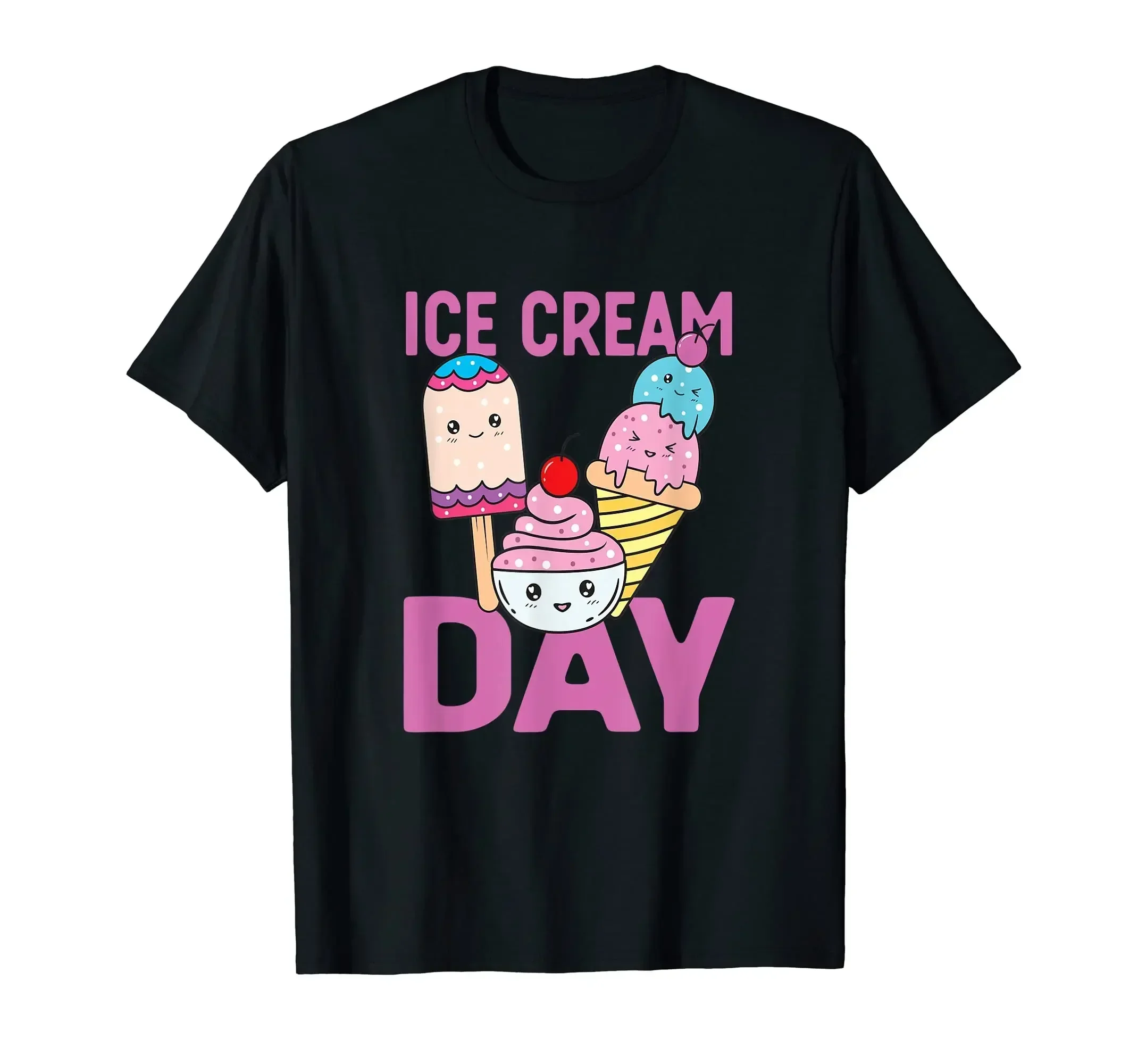 100% Algodão Ice Cream Day Amante de Sorvete Kawaii Ice Pop Gelato T-Shirt HOMENS MULHERES UNISEX T Camisas Tamanho S-6XL