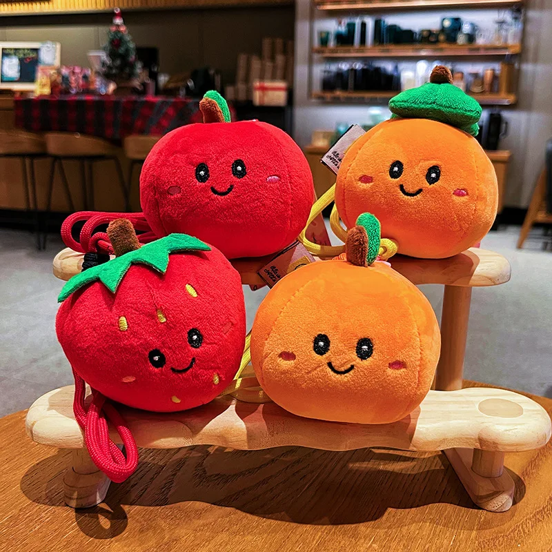 Fashion Fluffy Persimmon Good Things Happen Strawberry No Worries Fruit keychain All Your Wishe Come True Orange Pendant Keyring