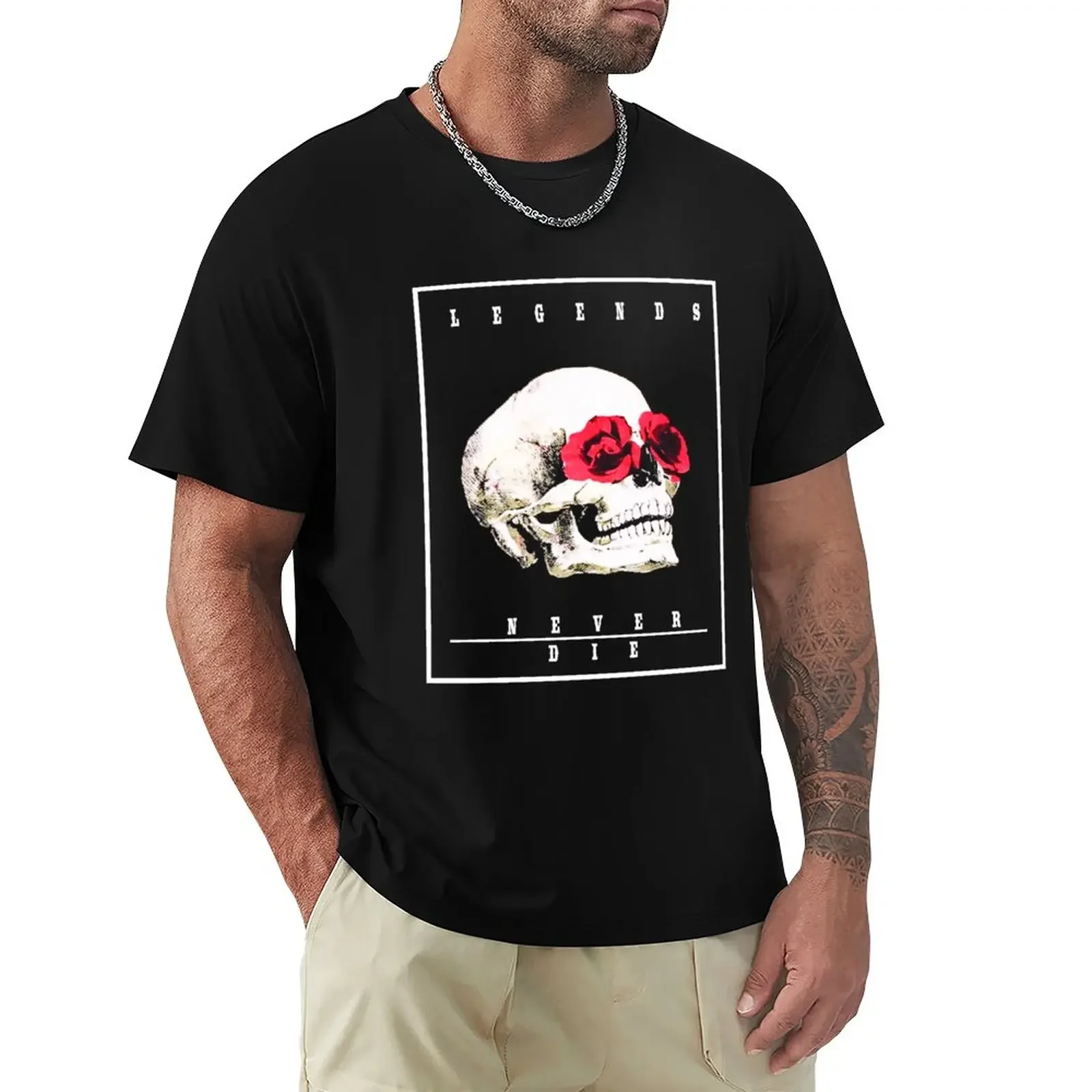 

Legends Never Die Skull Rose T-Shirt for a boy tops plain men clothes