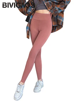 BIVIGAOS Ay Ofset Baskı Köpekbalığı Pantolon Tayt kadın İlkbahar Sonbahar Yüksek Bel Ince Renk Tayt Spor Spor Tayt