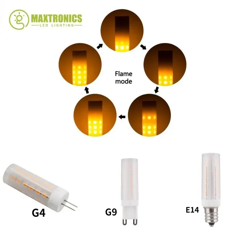 LED Flame Bulbs 2W E14 G4 G9 AC85-265V Corn Bulb Flickering LED Candle Light Dynamic Flame Effect For Home Light