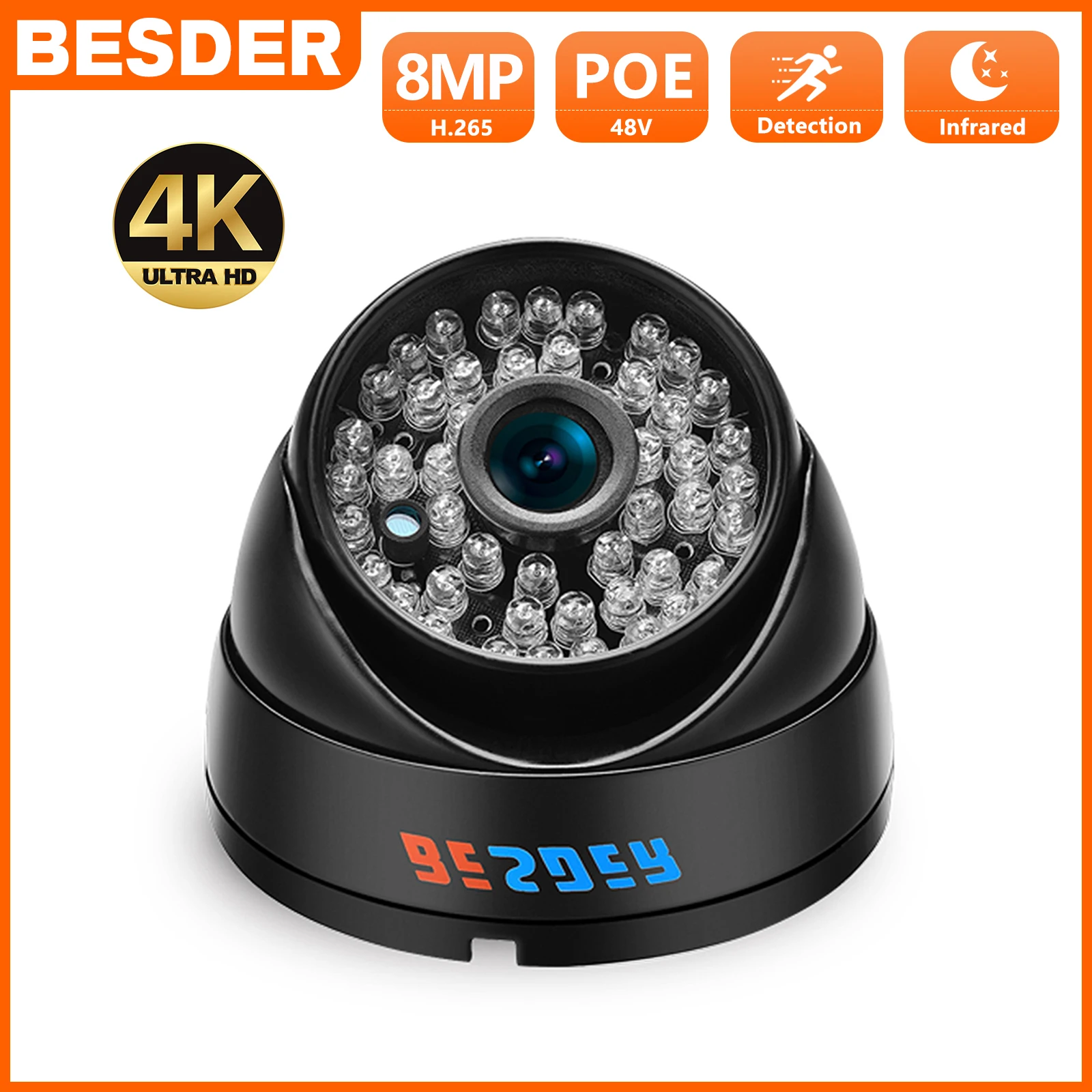 

BESDER H.265 8MP 5MP PoE IP Camera Indoor Motion Detection RTSP Email Alert Dome Security CCTV Video Surveillance Camera XMEye