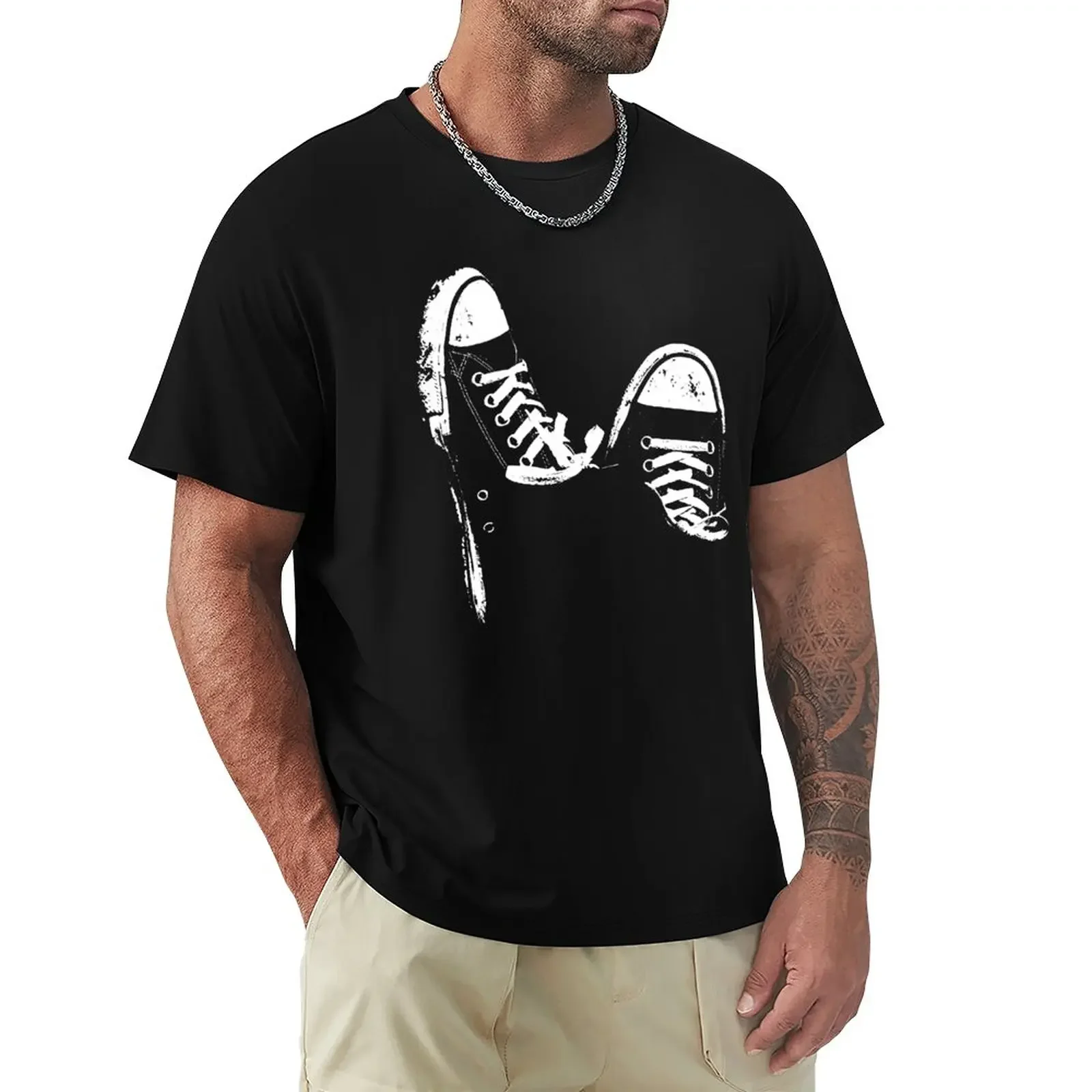 sneaker black and white T-Shirt blanks Short sleeve tee heavyweight t shirts for men