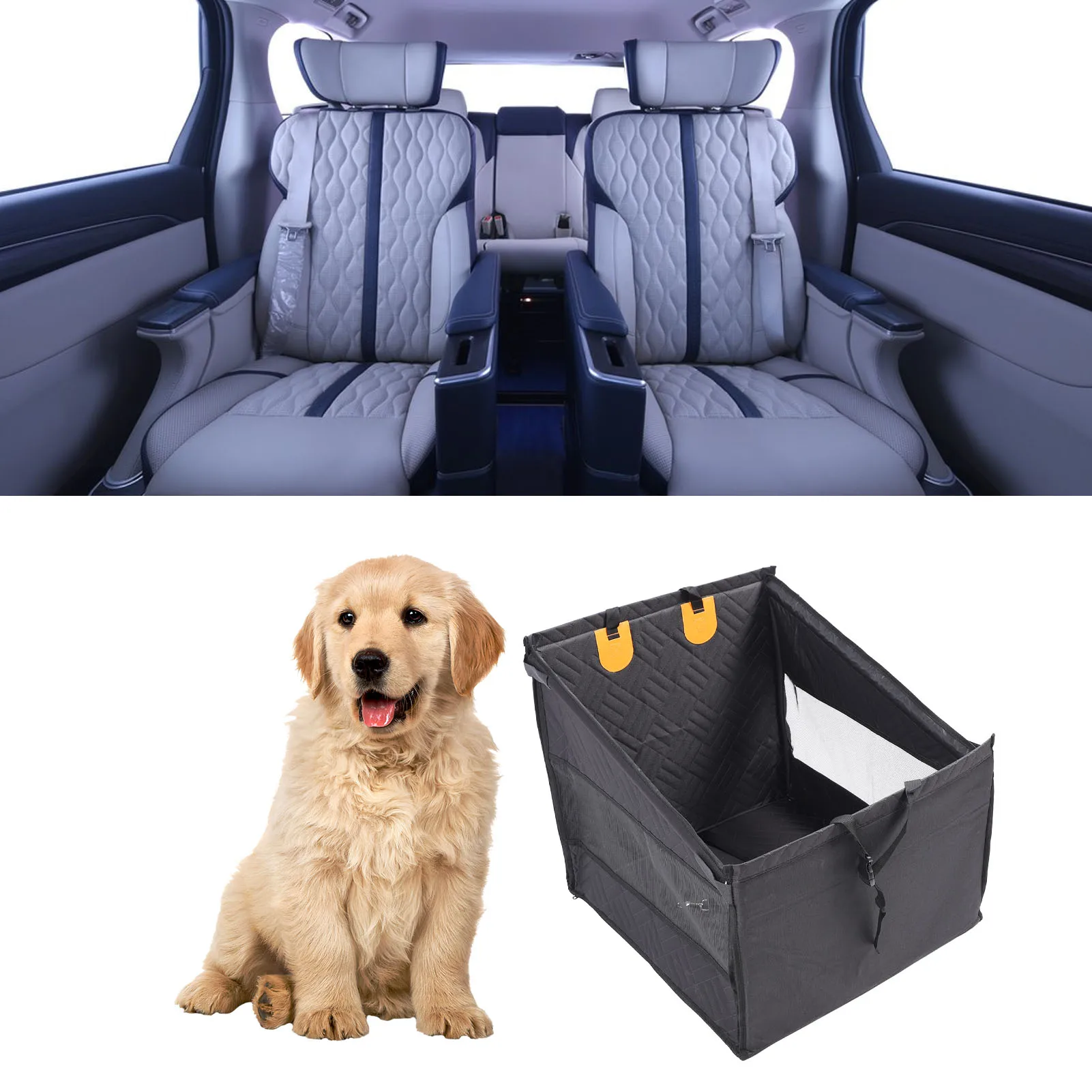 

Автокресло для собак, автокресло для собак, ткань Оксфорд, черная дышащая сетка, улучшенная безопасность, простая установка для маленьких и средних собак