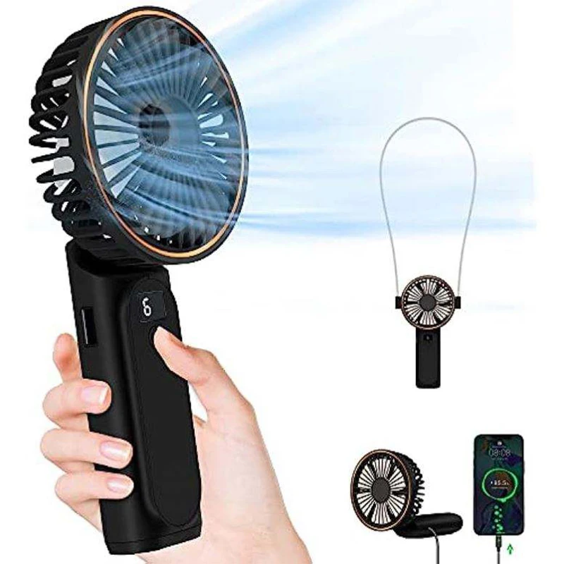 

Handheld Fan Rechargeable 4000mAh 180° Adjustable 6 Speed Wind Display Electricity in Real Time Personal Fan as Power Bank