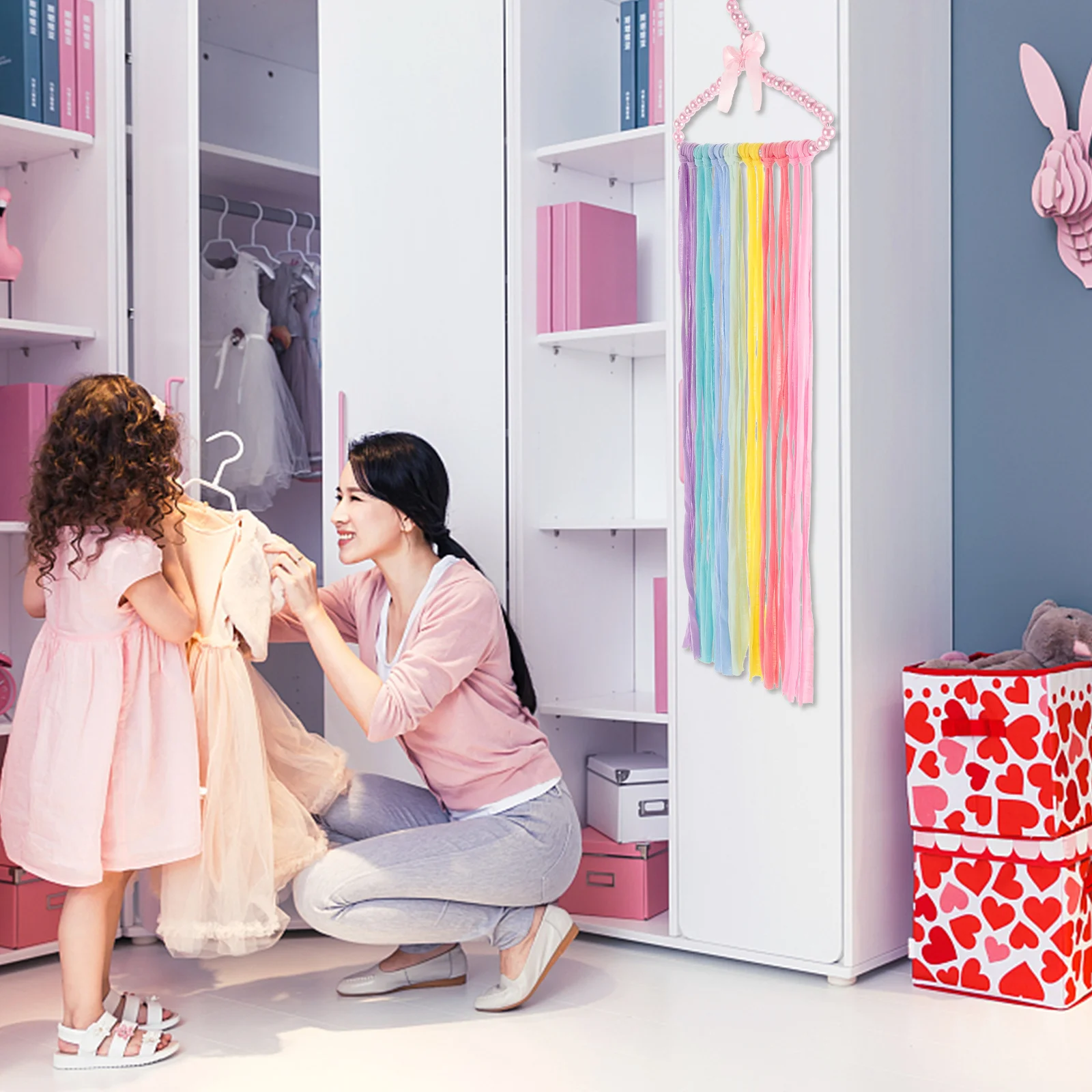 

Hair Clip Organizer for Bow Storage Holder Rainbow Design for Hair Bows Headbands Easy Install No Tools Needed Tidy