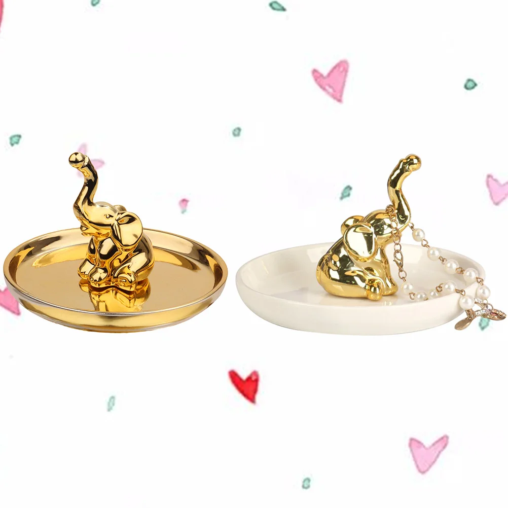 

2Pcs Ceramic Jewelry Storage Tray Organizer with Design for Ring Holder Desktop Decor Home Decoration Gift