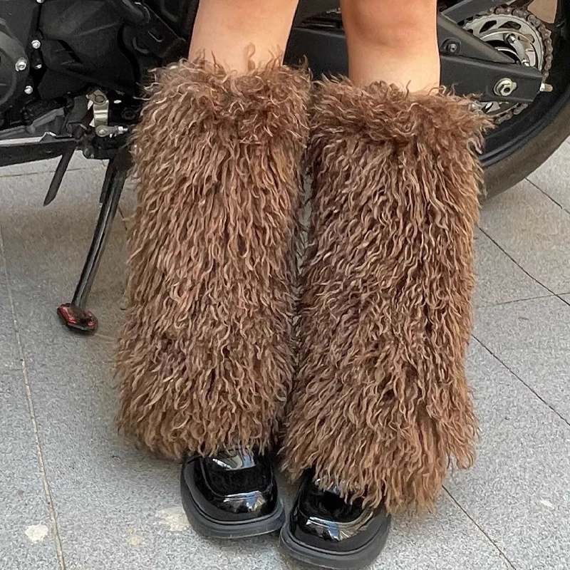 

Комплект плюшевых ножек, осенне-зимний комплект в стиле ретро, современный пикантный комплект для девочек Y2ky, комплект из утолщенных и узких носков из искусственного меха