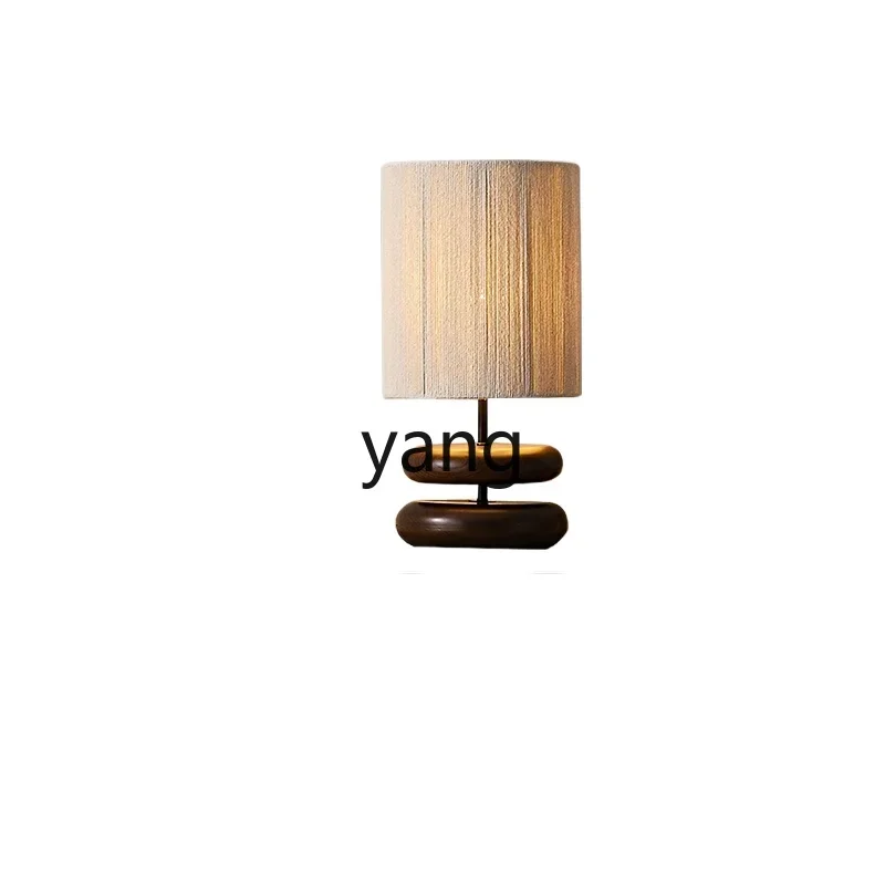 

Yjq Silent Style Solid Wood Table Lamp Mid-Ancient Living Room Study Bedroom Bedside Atmosphere Table Lamp